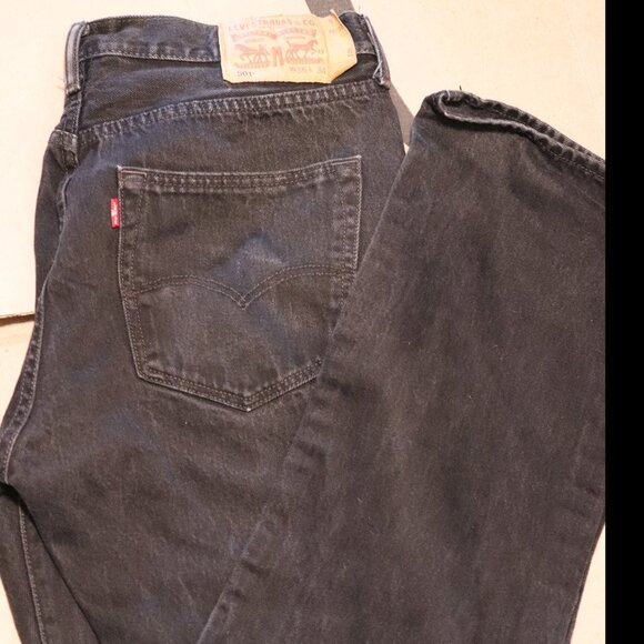 Levi 501 Black denim Jeans 36 x 34 pants Levis - Picture 1 of 8
